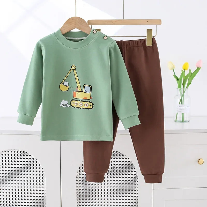 New 2024 Kids Boys Girls Pure Cotton Pajamas Cute Cartoon Panda Long Sleeve Pyjamas Toddler Baby Autumn Sleepwear Clothing Sets