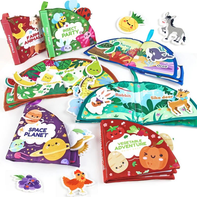 Livre en tissu doux pour bébé, enseigne les couleurs, jouet d'éveil interactif pour nourrissons.