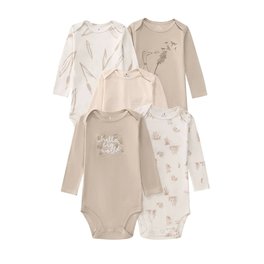 Newborn Baby Bodysuit Cotton 5PCS Cartoon Stripe Unisex Baby Girl Clothes Set Pajamas O-Neck Baby Boy Clothes Short Sleeve