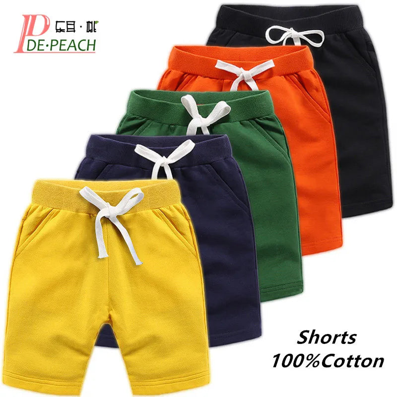 Short d'été unisexe en coton pour bébés et adolescents (garçons et filles) DE PEACH, uni, décontracté, pour enfants de 1 à 12 ans.