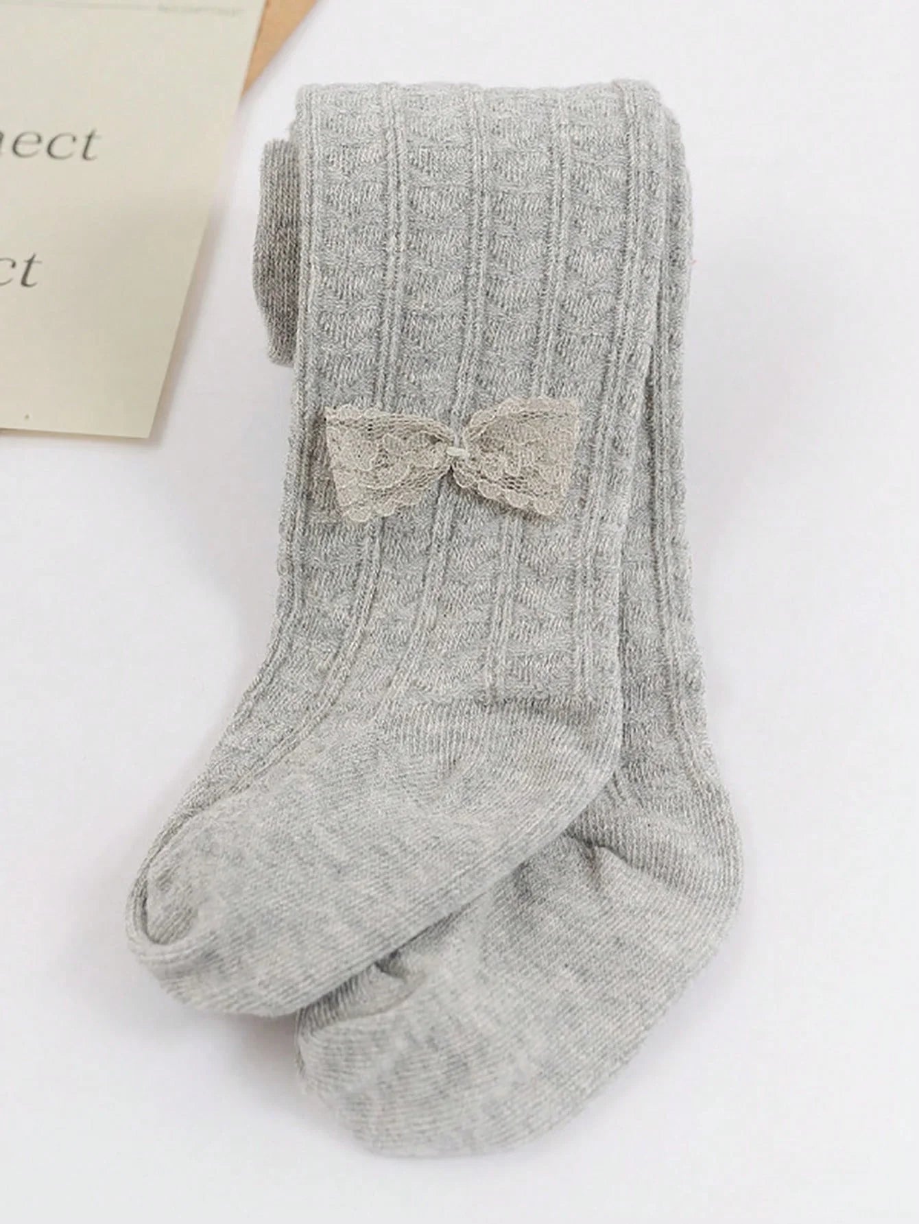 1 Pair of Baby Girls' Heart-Patterned Leggings with Lace Bowknots Decoration Are Suitable for Girls to Wear with Lolita Outfits for Everyday Wear