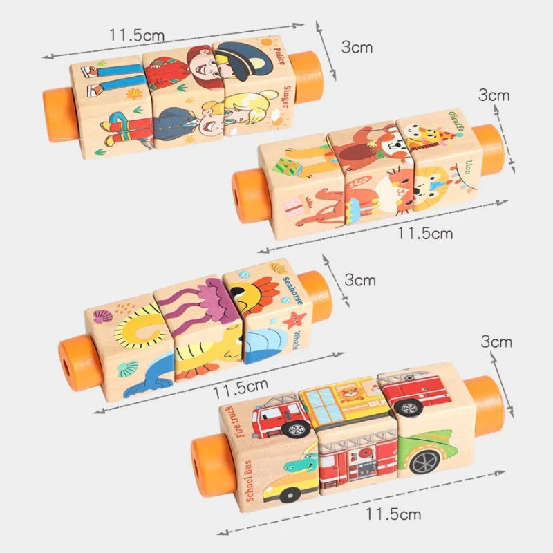 Puzzle en bois rotatif pour bébé, mobile musical avec clochette, jeu Montessori, cadeau de naissance.