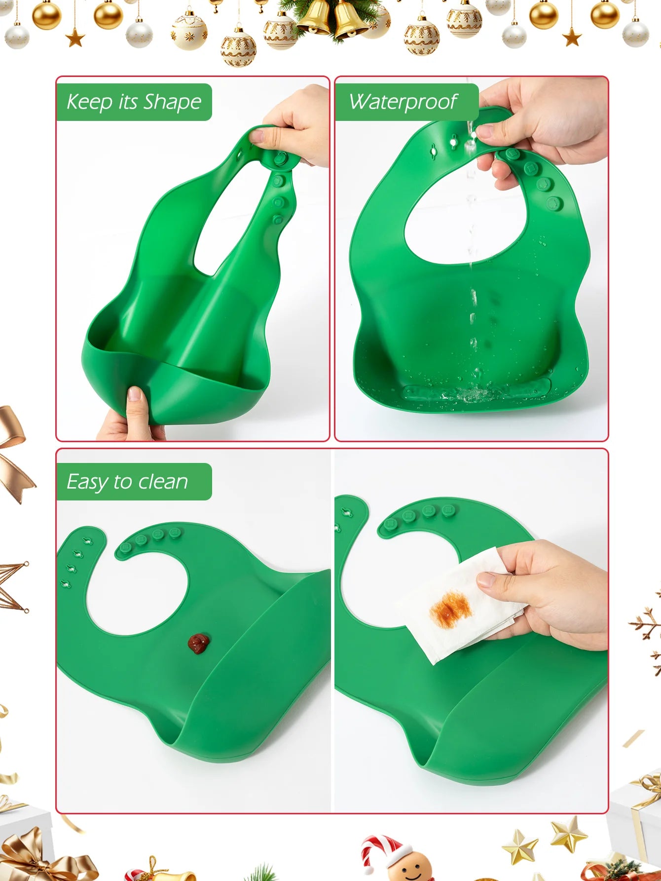 Bavoir bébé en silicone imperméable Color Kids (1 pièce) - Accessoire d'alimentation pour nouveau-né - Bavoir anti-bave - Cadeau de Noël pour bébé.