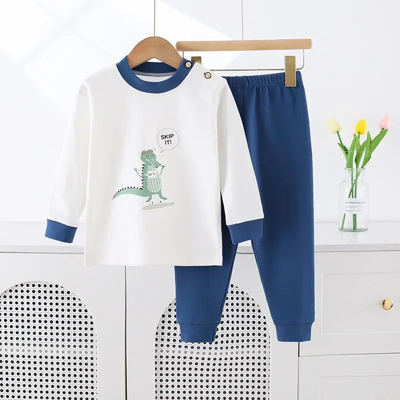 New 2024 Kids Boys Girls Pure Cotton Pajamas Cute Cartoon Panda Long Sleeve Pyjamas Toddler Baby Autumn Sleepwear Clothing Sets