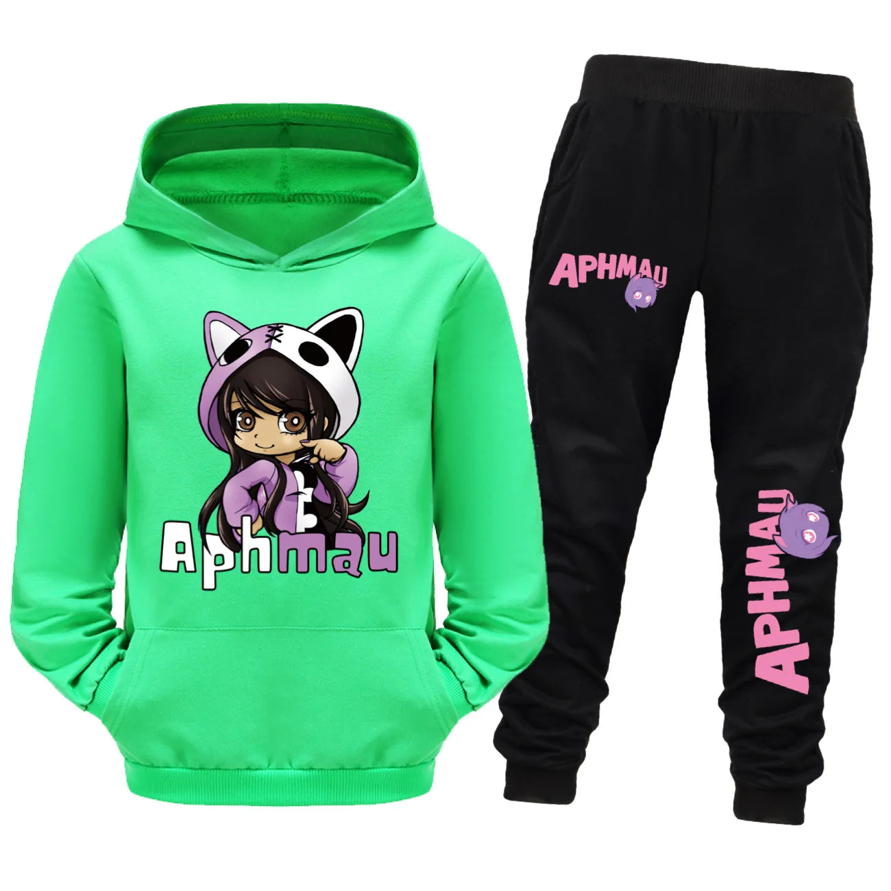 Aaron APHMAU Cat Clothes Set Kids Hooded Sweatshirts Jogging Pants 2pcs Suit Baby Boys Clothing Sets Toddler Girls Outfits