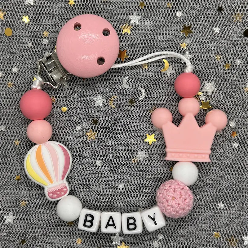 Attaches-tétines personnalisées gratuites avec prénom, jouets de dentition, attaches-tétines, chaînes, accessoires pour bébé, cadeau de naissance.