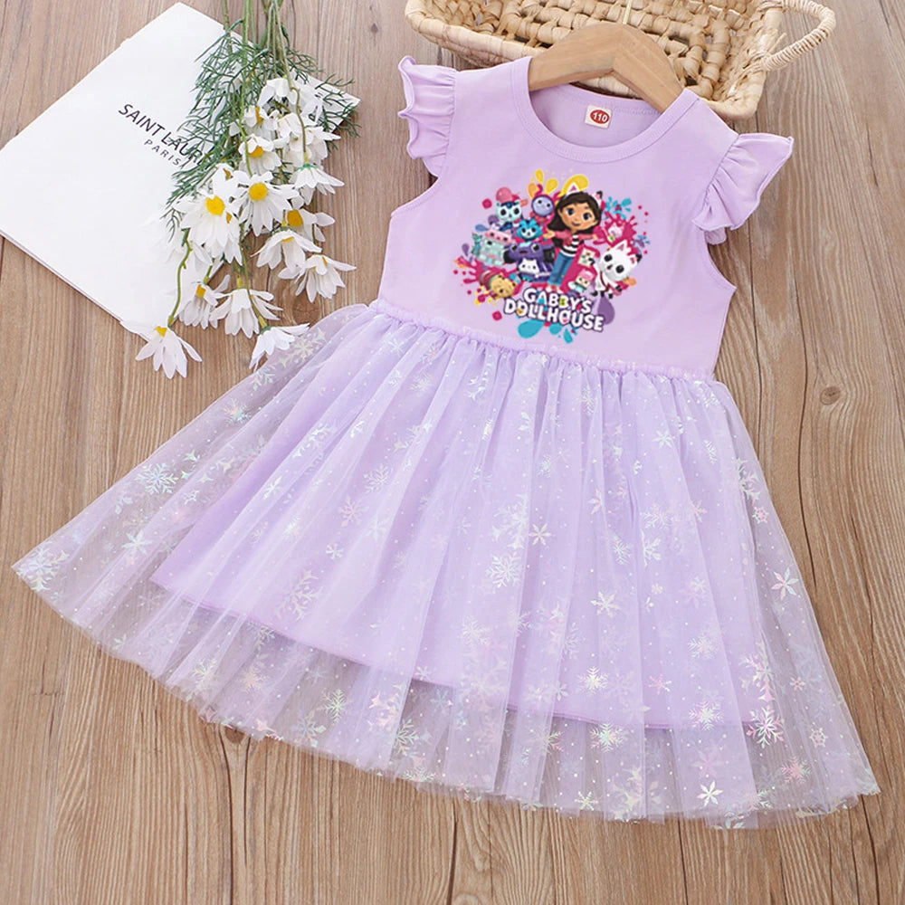 Robe d'été pour filles, nouveauté, vêtements pour enfants, manches courtes, confortable et respirante, robe de princesse mignonne pour enfants, fête d'anniversaire de bébé.