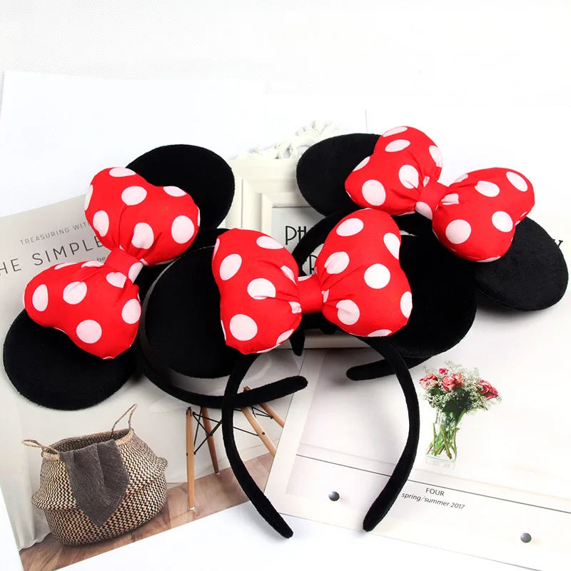 Serre-tête lumineux Minnie Mouse à oreilles de souris, nœud à pois, accessoires pour cheveux pour enfants, lumières clignotantes et jouets colorés.