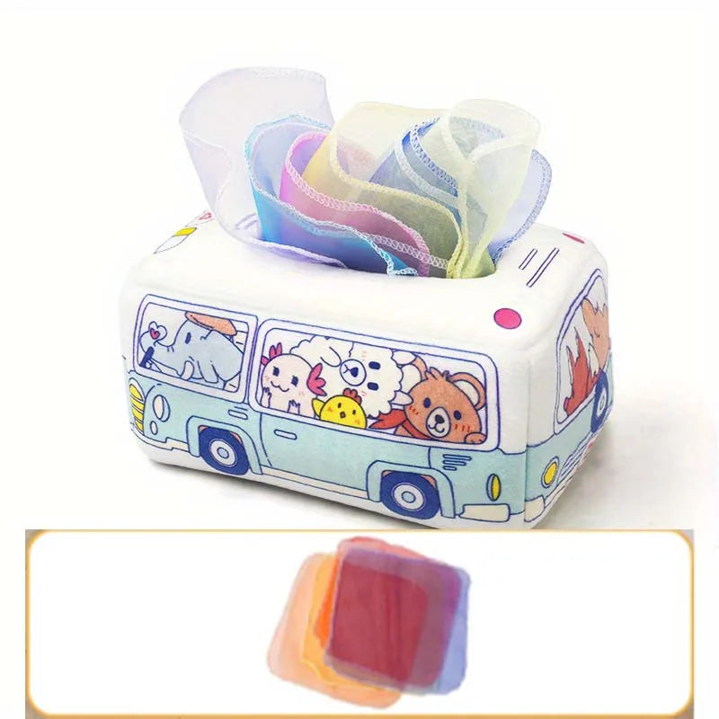 Jouet Montessori pour bébé, boîte à mouchoirs magique, jeu d'éveil sensoriel et éducatif pour enfants, jeu d'activités pour la motricité fine et le développement des doigts.
