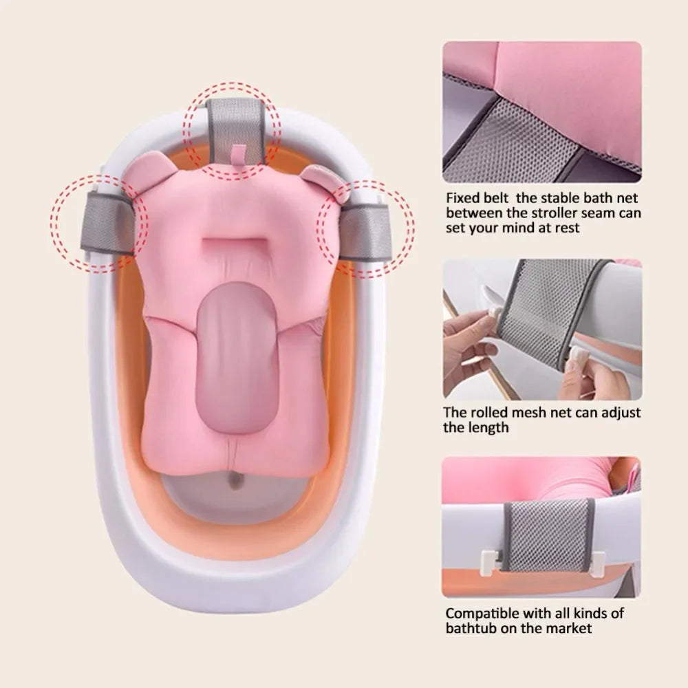 Tapis de bain antidérapant pour bébé, coussin de soutien et de sécurité pour nouveau-né, oreiller doux en forme d'animal, accessoires de soin.