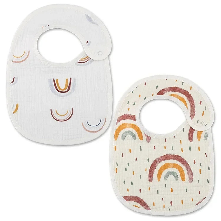 Lot de 2 bavoirs en coton pour bébé, en mousseline douce, pour nouveau-né, idéal pour l'allaitement et les bébés (garçons et filles). Accessoires pour bébé.