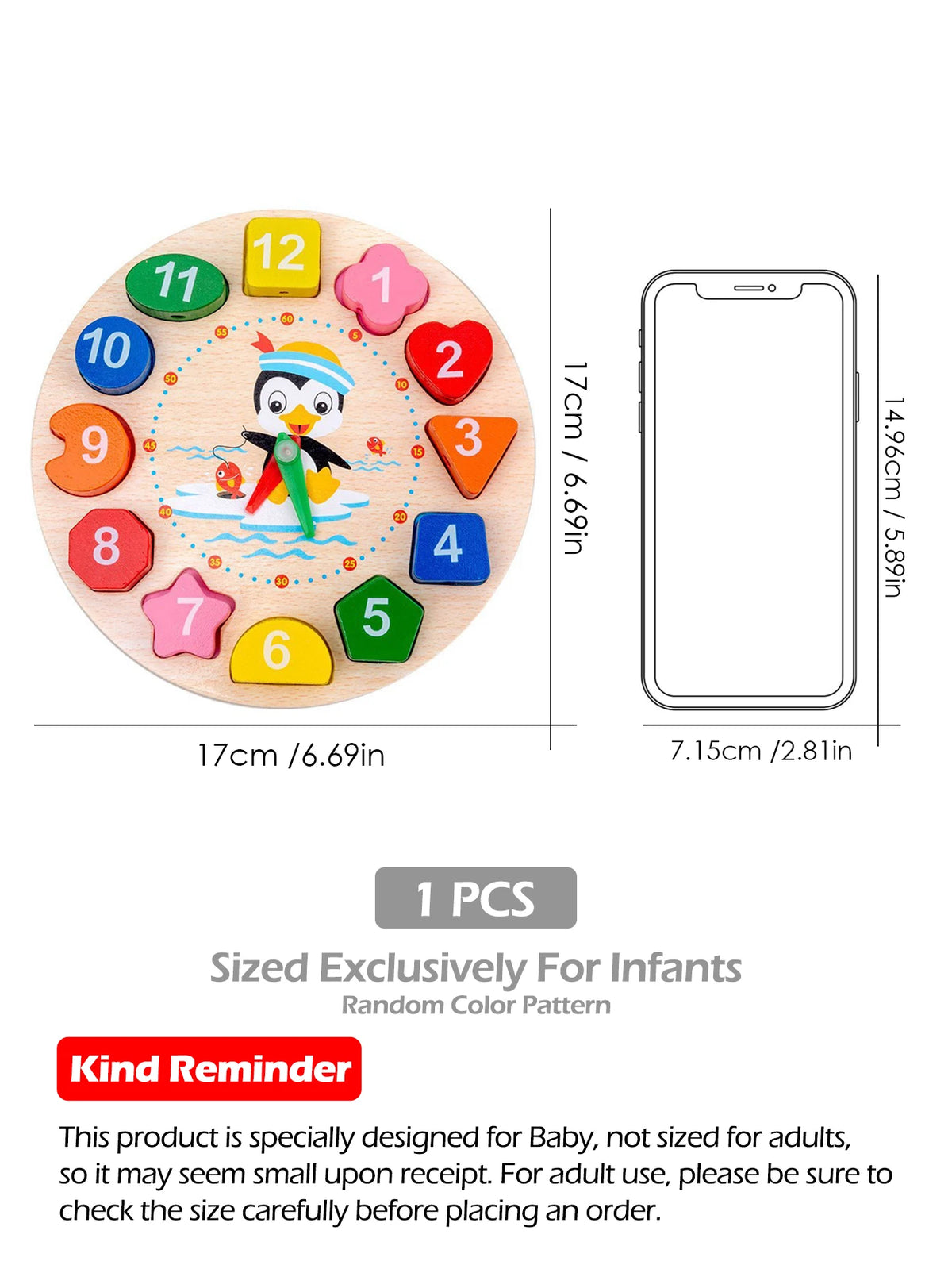 Puzzle horloge en bois Montessori pour apprendre l'heure, trier les formes et les chiffres, jeu d'éveil et de motricité fine (3 ans et plus).