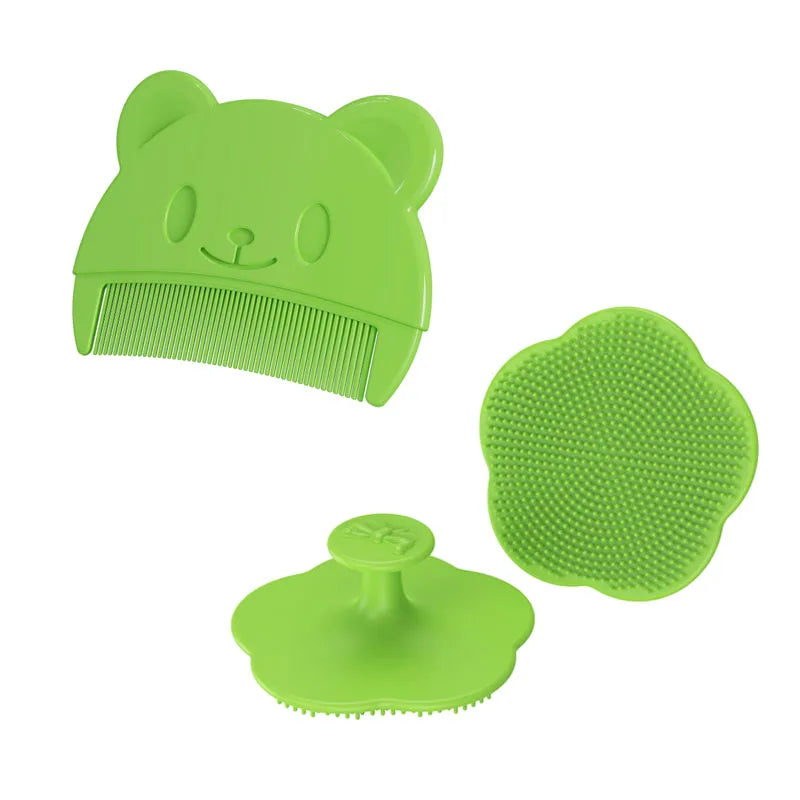 Lot de 2 accessoires de soins pour bébé : peigne de tête fœtal, peigne doux pour le bain et le nettoyage des nouveau-nés, masseur de tête pour bébé.