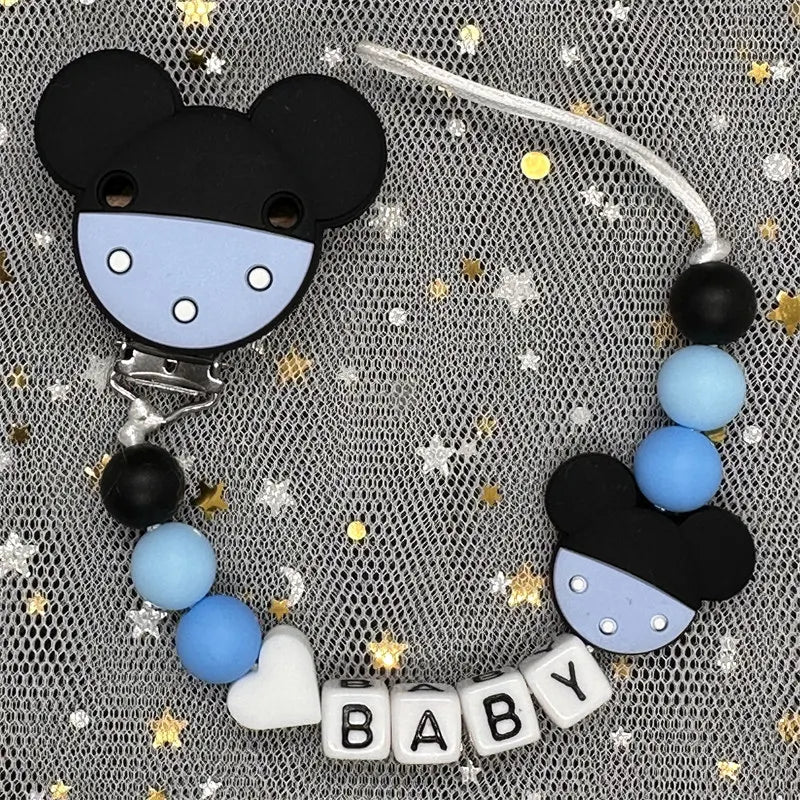 Attaches-tétines personnalisées gratuites avec prénom, jouets de dentition, attaches-tétines, chaînes, accessoires pour bébé, cadeau de naissance.